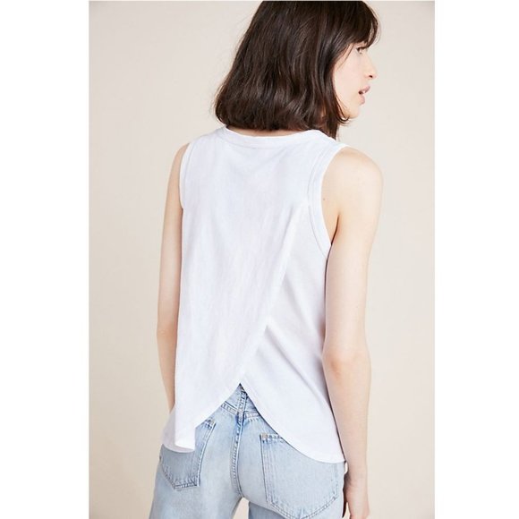 Embroidered Lucy Tank with tulip split back by Dolan Left Coast in white - Picture 2 of 7